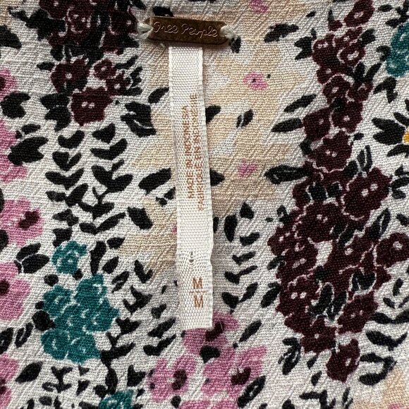 Free People Miss Right Dress Floral Print Tie Sleeves Cutout Detail Sz M - Picture 4 of 7